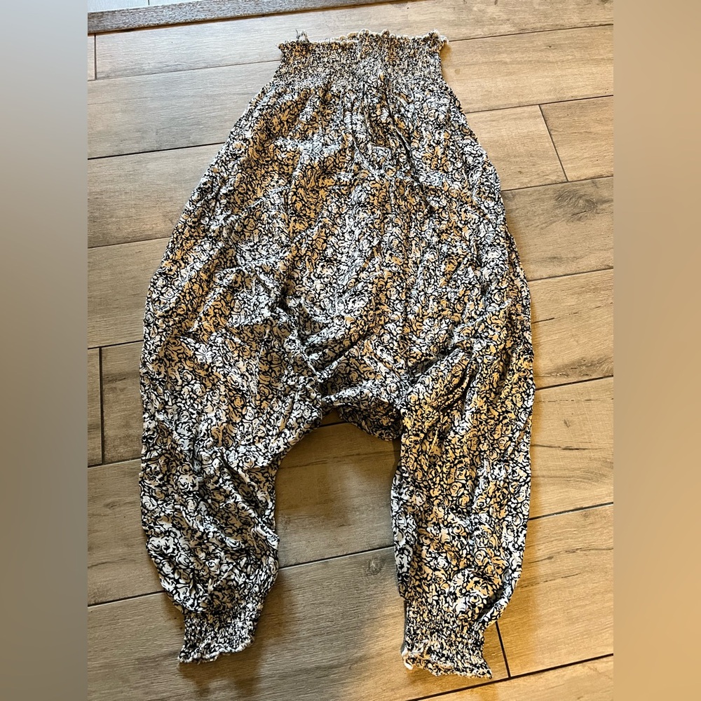 Black and White Floral Harem Pants